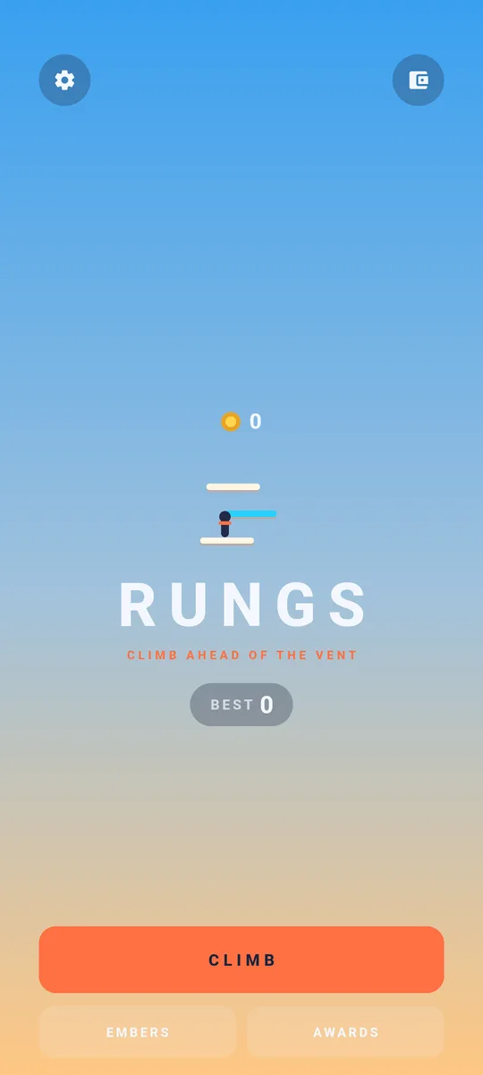 The Rungs title screen: climb ahead of the vent