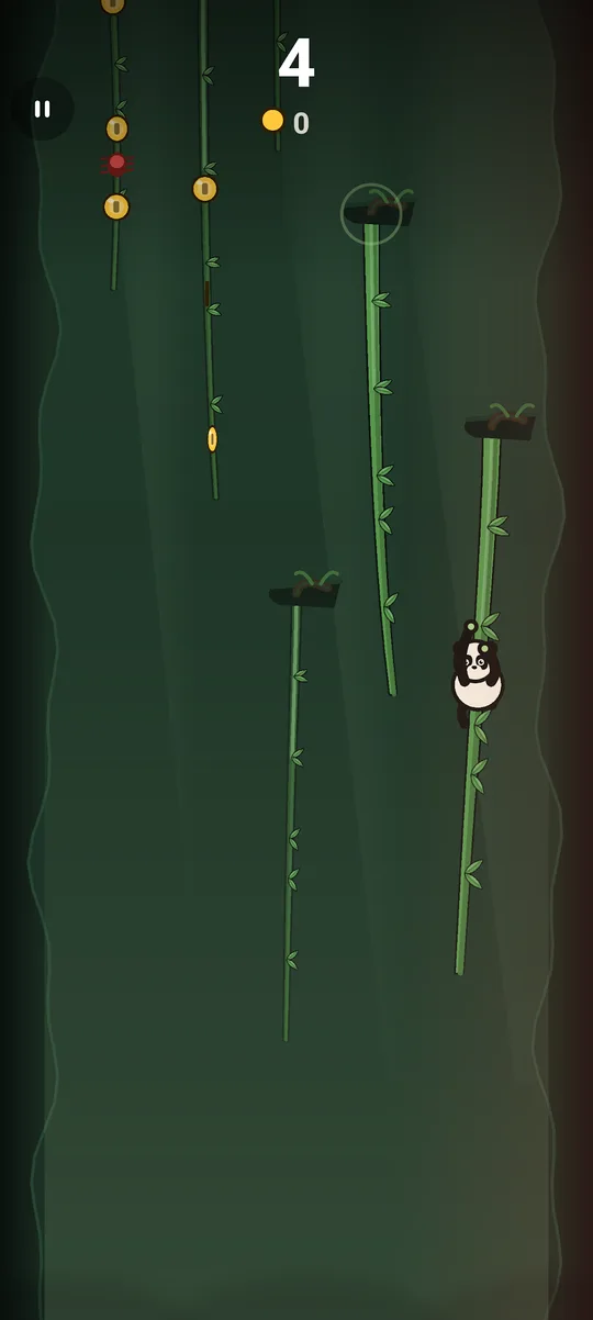Leaping between vines with coins strung along the gap